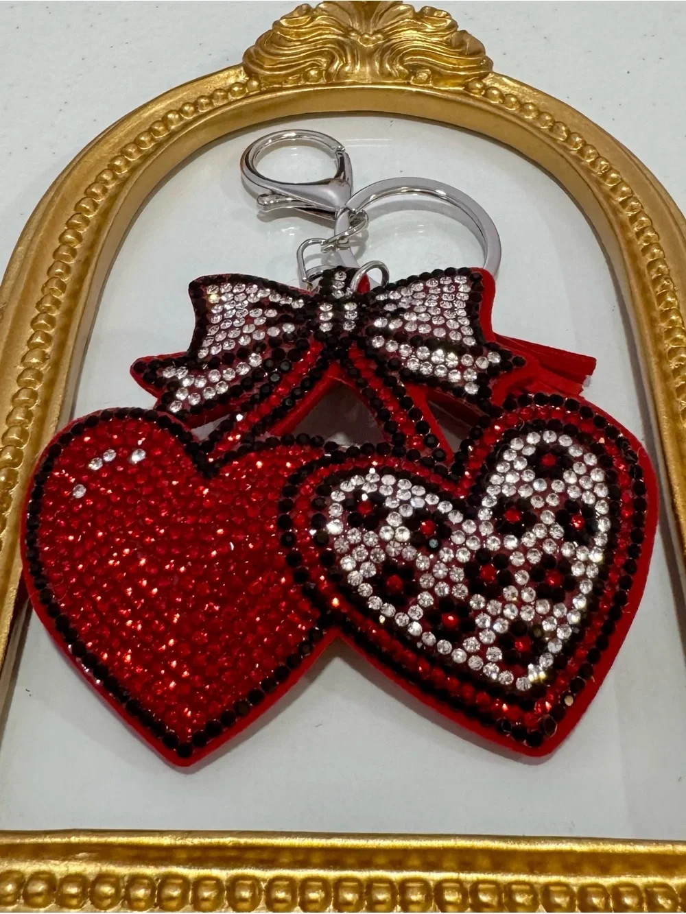New Red Heart Cherries Keychain/Bag Charm